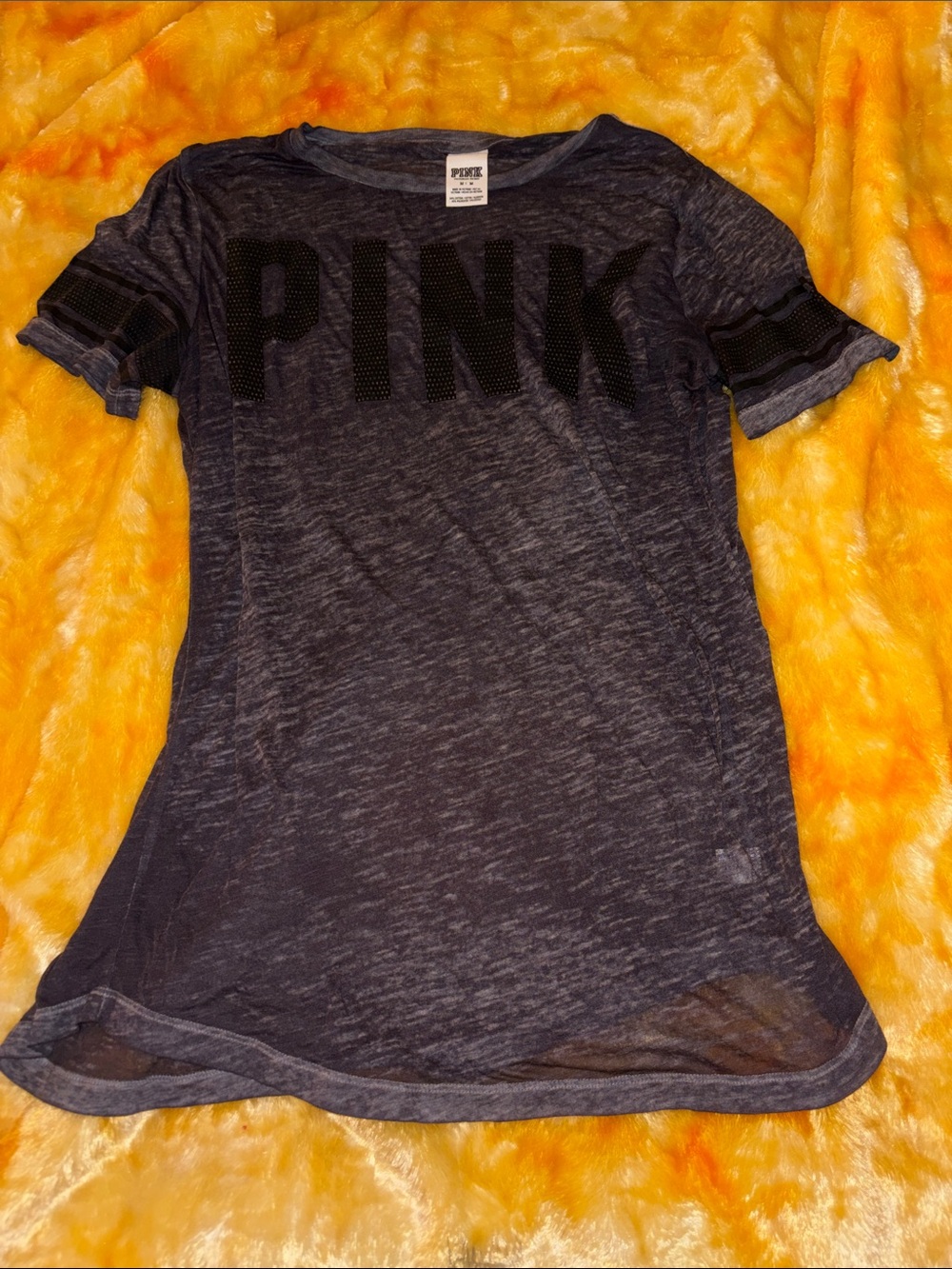 PINK Victoria's Secret Black Short Sleeve Crew Tee tissue material coverup